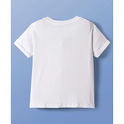 Pine Kids Single Jersey Knit Half Sleeves T-Shirt & Shorts Set with Text Print & Belt - White & Olive Green
