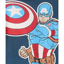 Pine Kids Marvel Single Jersey Knit Half Sleeves Polo T-Shirt With Front & Back Avengers Graphics - Navy Blue