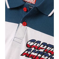 Pine Kids Marvel Single Jersey Knit Half Sleeves Polo T-Shirt With Front & Back Avengers Graphics - Navy Blue