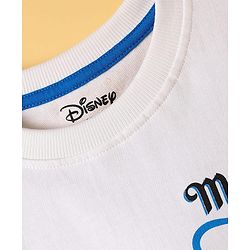 Pine Kids Disney Terry Knit Oversized Drop Shoulder Half Sleeves T-Shirt With Front And Back Aladin Graphics - White