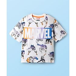 Pine Kids Marvel Single Jersey Knit Half Sleeves Oversize Drop Shoulder T-Shirt With Avengers Graphics Pack Of 3- White Blue & Yellow