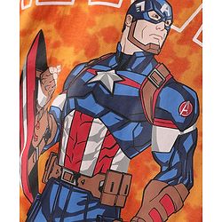 Pine Kids Marvel Single Jersey Knit Half Drop Shoulder Sleeves T-Shirt & Cut & Sew Shorts Set With Avengers Graphics Badge & Tie & Dye Detailing - Orange
