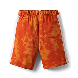 Pine Kids Marvel Single Jersey Knit Half Drop Shoulder Sleeves T-Shirt & Cut & Sew Shorts Set With Avengers Graphics Badge & Tie & Dye Detailing - Orange