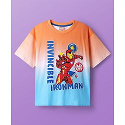 Pine Kids Marvel Single Jersey Knit Half Drop Shoulder Sleeves Oversized T-Shirts with Avengers Graphics & Stripes Pack of 3 - Blue White & Orange