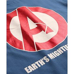Pine Kids Marvel Single Jersey Knit Drop Shoulder Half Sleeves Oversized T-Shirt With Front & Back Avengers Graphics & Gold Foil Detailing - Blue