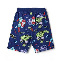 Pine Kids Marvel Single Jersey Knit Half Sleeves Co-ords Shorts Night Suit With Avengers Print - Navy Blue