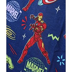 Pine Kids Marvel Single Jersey Knit Half Sleeves Co-ords Shorts Night Suit With Avengers Print - Navy Blue
