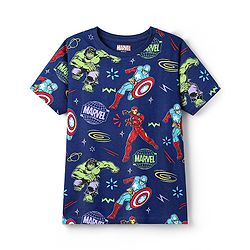 Pine Kids Marvel Single Jersey Knit Half Sleeves Co-ords Shorts Night Suit With Avengers Print - Navy Blue
