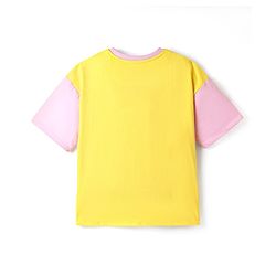 Pine Kids Disney Single Jersey Knit Half Drop Shoulder Sleeves Oversized T-Shirt with Daisy Duck Graphics - Yellow
