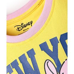Pine Kids Disney Single Jersey Knit Half Drop Shoulder Sleeves Oversized T-Shirt with Daisy Duck Graphics - Yellow