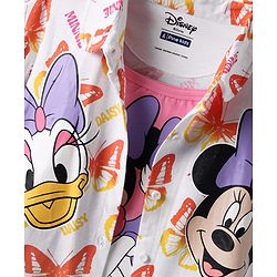 Pine Kids Disney Cotton Woven Half Sleeves Shirt with Singlet Sleeve Inner Tee & Mickey Mouse Print - White & Pink
