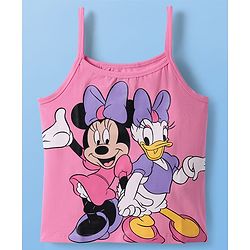 Pine Kids Disney Cotton Woven Half Sleeves Shirt with Singlet Sleeve Inner Tee & Mickey Mouse Print - White & Pink