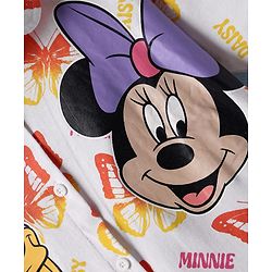Pine Kids Disney Cotton Woven Half Sleeves Shirt with Singlet Sleeve Inner Tee & Mickey Mouse Print - White & Pink