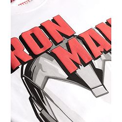 Pine Kids Marvel Single Jersey Knit Half Drop Shoulder Sleeves T-Shirt & Shorts Set With Iron Man Graphics Pocket & Tape Detailing - White & Black