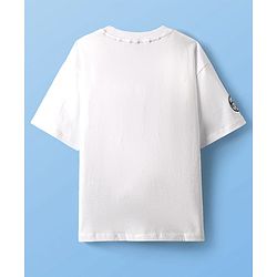 Pine Kids Marvel Single Jersey Knit Half Drop Shoulder Sleeves T-Shirt & Shorts Set With Iron Man Graphics Pocket & Tape Detailing - White & Black