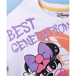 Pine Kids Disney Single Jersey Knit Half Drop Shoulder Sleeves Oversized T-Shirt with Front & Back Minnie & Friends Graphics - White