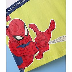 Pine Kids Marvel Terry Knit Half Drop Shoulder Sleeves Cut & Sew Oversized T-Shirt & Shorts Set With Spider-Man Graphics - Multicolor