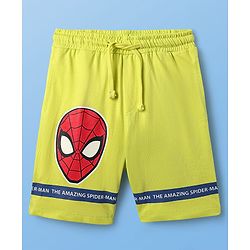 Pine Kids Marvel Terry Knit Half Drop Shoulder Sleeves Cut & Sew Oversized T-Shirt & Shorts Set With Spider-Man Graphics - Multicolor