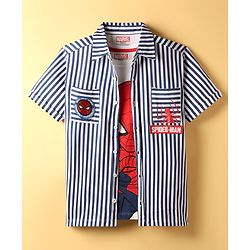 Pine Kids Marvel Cotton Woven Half Sleeves Shirt with Inner Tee  Spider Man Graphics - Multicolor