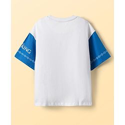 Pine Kids Disney 100% Cotton Oversized Drop Shoulder Half Sleeves T-Shirt & Shorts Set With Lion King Graphics - Blue
