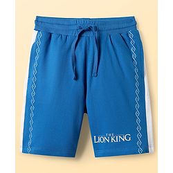 Pine Kids Disney 100% Cotton Oversized Drop Shoulder Half Sleeves T-Shirt & Shorts Set With Lion King Graphics - Blue