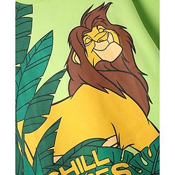 Pine Kids Disney Terry Knit Half Drop Shoulder Sleeves Oversized T-Shirt with Lion King Graphics - Light Green
