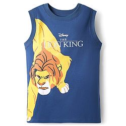 Pine Kids Disney Terry Knit Sleeveless Tank T-Shirt & Shorts Set With Lion King Graphics - Navy Blue