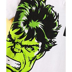 Pine Kids Marvel Terry Knit Half Sleeves Polo T-Shirt With Front And Back Avenger Hulk Graphics - White & Green