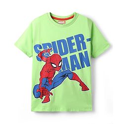 Pine Kids Marvel Single Jersey Knit Half Sleeve T-Shirt With Spider Man Graphics - Light Green
