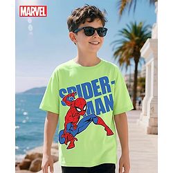 Pine Kids Marvel Single Jersey Knit Half Sleeve T-Shirt With Spider Man Graphics - Light Green