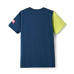 Pine Kids Marvel Single Jersey Knit Half Sleeves Cut & Sew T-Shirt with Spider Man Graphics - Navy Blue & Light Green