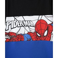 Pine Kids Marvel Single Jersey Knit Half Sleeve Cut & Sew T-Shirt With Spider Man Graphics - Blue & Black