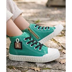 Pine Kids Lace Up Casual Shoes - Green & White