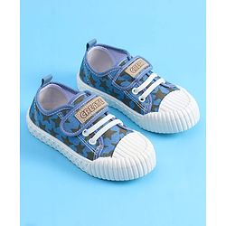 Pine Kids Velcro Closure Casual Shoes With Star Print - Blue