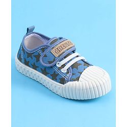 Pine Kids Velcro Closure Casual Shoes With Star Print - Blue