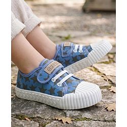 Pine Kids Velcro Closure Casual Shoes With Star Print - Blue