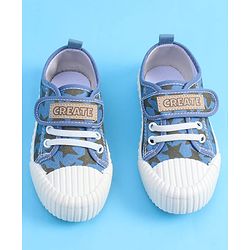 Pine Kids Velcro Closure Casual Shoes With Star Print - Blue