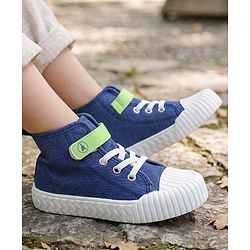 Pine Kids Velcro Closure Casual Shoes With Lace Detailing - Blue