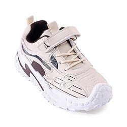 Pine Kids Sneaker Shoes With Velcro Closure & Tape Detailing - Beige
