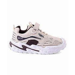 Pine Kids Sneaker Shoes With Velcro Closure & Tape Detailing - Beige