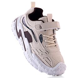 Pine Kids Sneaker Shoes With Velcro Closure & Tape Detailing - Beige