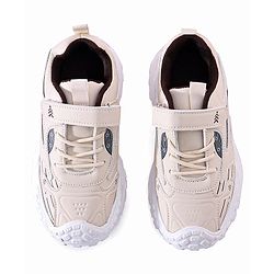Pine Kids Sneaker Shoes With Velcro Closure & Tape Detailing - Beige