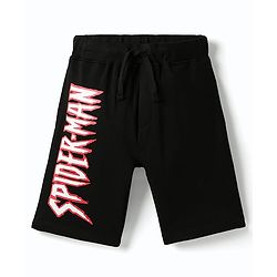 Pine Kids Marvel Single Jersey Knit Half Drop Shoulder Sleeves T-Shirt & Shorts Set With Spider-Man Graphics - Black