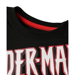 Pine Kids Marvel Single Jersey Knit Half Drop Shoulder Sleeves T-Shirt & Shorts Set With Spider-Man Graphics - Black