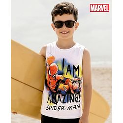 Pine Kids Marvel Single Jersey Knit Sleeveless Tank T-Shirt With Spider-Man Graphics - White