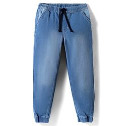 Pine Kids Denim Woven Full Length Washed Jeans With Stretch - Light Blue