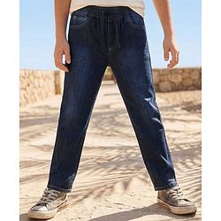 Pine Kids Denim Woven Full Length Washed Jeans - Navy Blue