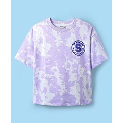 Pine Kids Marvel Single Jersey Knit Half Sleeves T-Shirt With Front & Back Spider-Man Graphics & Tie & Dye Detailing - Purple