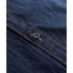 Pine Kids Denim Woven Full Sleeves Mandarin Collar Washed Shirt - Navy Blue