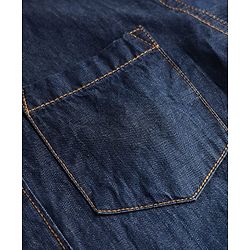 Pine Kids Denim Woven Full Sleeves Mandarin Collar Washed Shirt - Navy Blue